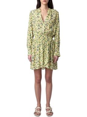 Zadig & Voltaire Yellow Floral Rinka Soft Garden Mini Dress